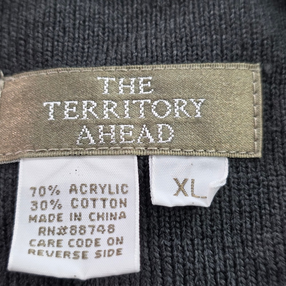 The Territory Ahead Sweater XL Gray V-Neck Textured Cotton Blend Knit Pullover M - Picture 4 of 8